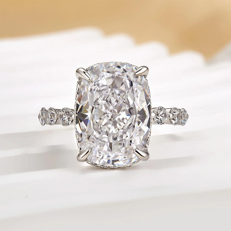 Louily Elegant Cushion Cut Simulated Diamond Engagement Ring Versatile Gem Elegant Shine Pieces