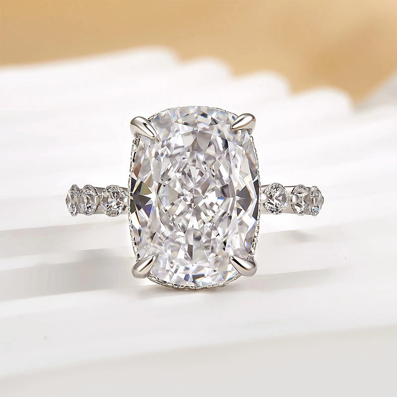 Louily Elegant Cushion Cut Simulated Diamond Engagement Ring Clean Detail