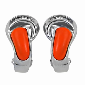 Glossy Trinket Charming Jewelry Stylish Coral Cubic Zirconia Silver Earrings - Trendy Jewelry