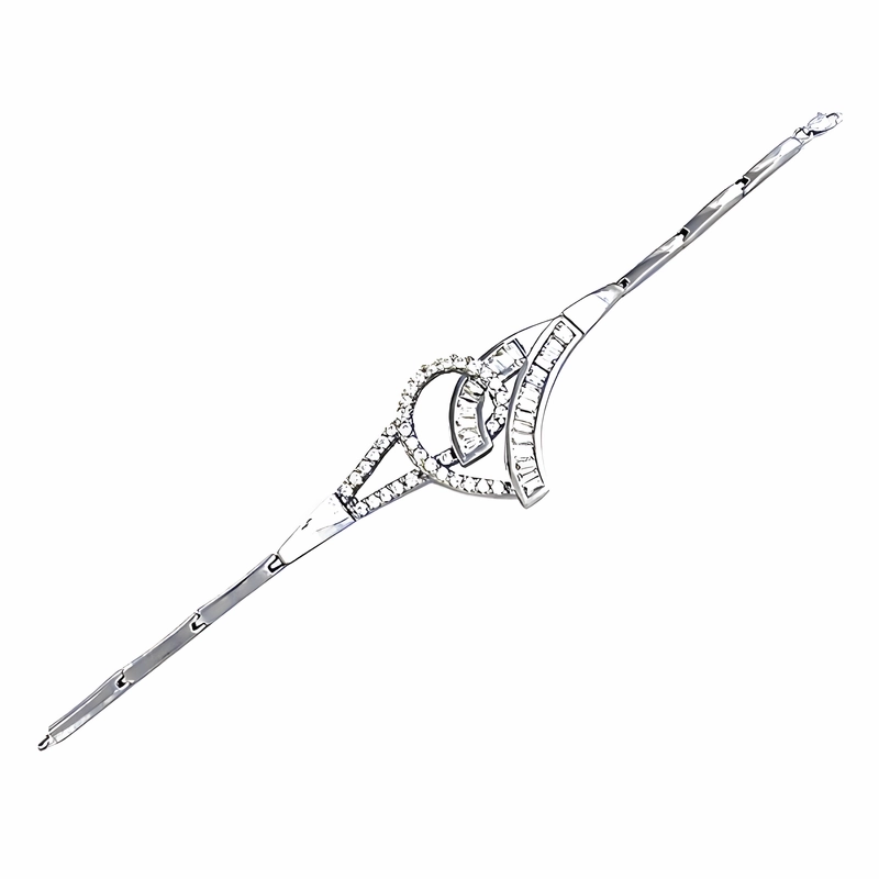Stylish Cubic Zirconia Silver Bracelet - Latest CZ Bracelet Designs Smooth Composites