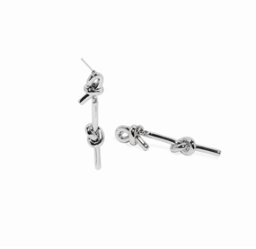 Knot Drop Silver Earrings | Asymmetrical Statement Urban Accent Weekend Light