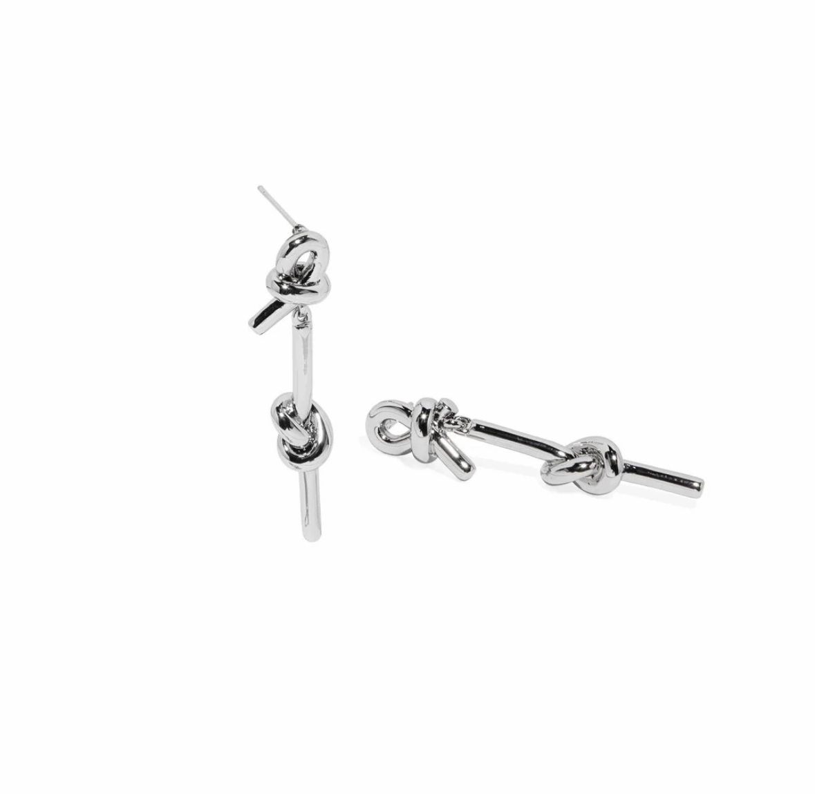 Knot Drop Silver Earrings | Asymmetrical Statement Opulent Ornament Polished Item