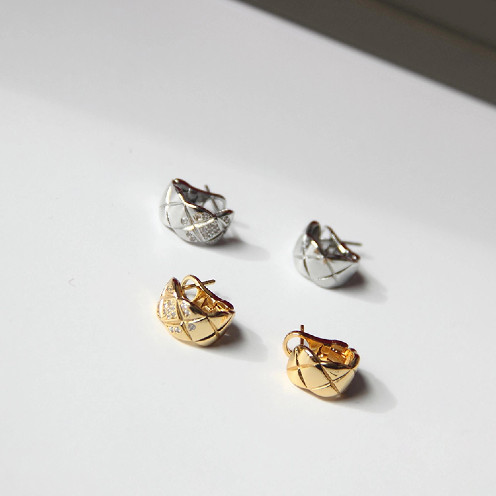 Fashionable Product Pretty Creation Classic Quilted Hoop Earrings Plain or CZs