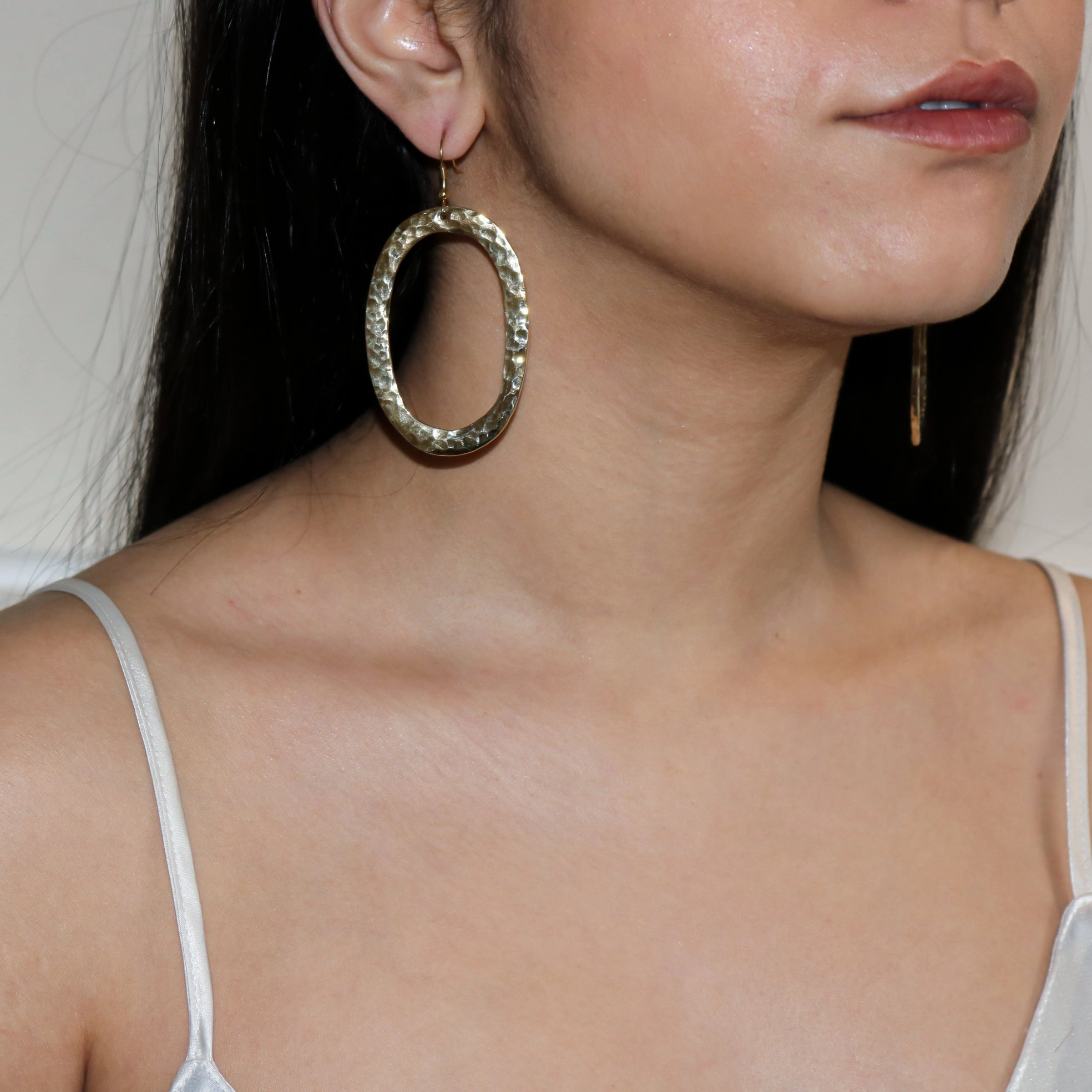Lana Oval Hoops Earrings Ornate Look Simple Finish