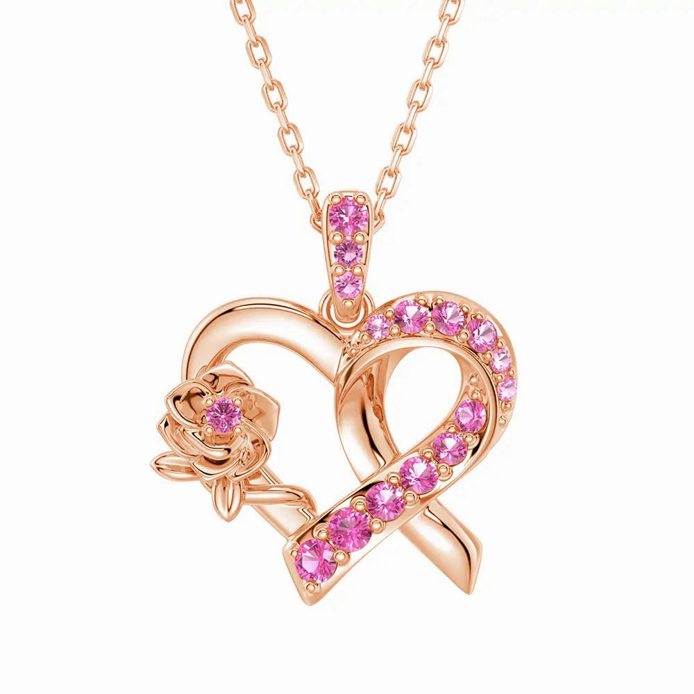 ??Rose of Resilience?? Breast Cancer Awareness Heart Pendant Necklace Versatile Piece
