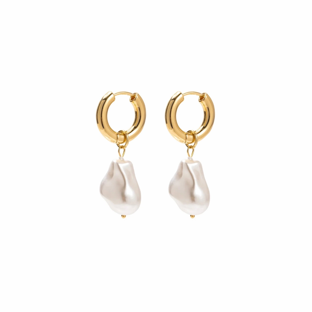 Gold Drop Pearl Hoops Bright Embellishment
