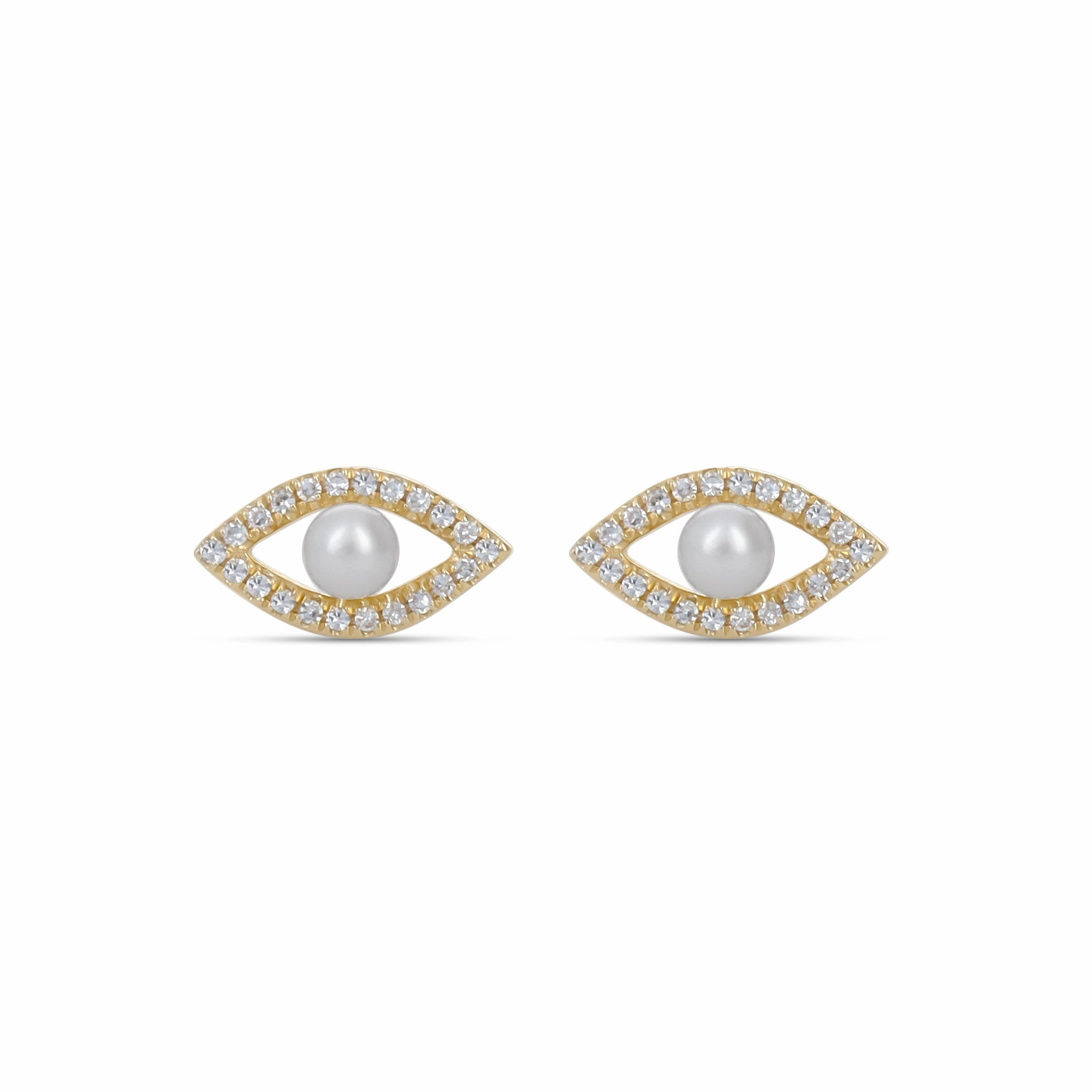 Diamond & Pearl Evil Eye Stud Earrings Effortless Sparkle Trendy Accessories