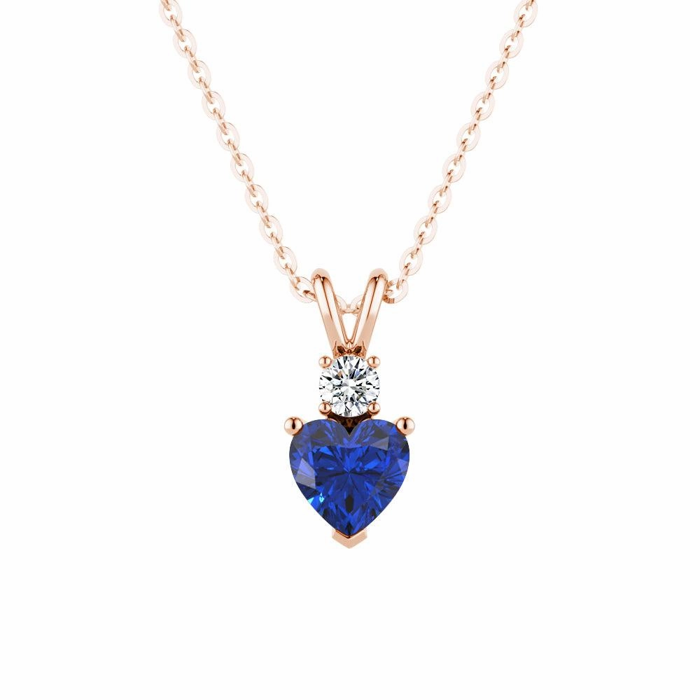 Lightweight Piece Timeless Form 1.8 CT. Heart Blue Sapphire Solitaire Pendant with White Sapphire