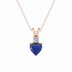 Graceful Highlight 1.8 CT. Heart Blue Sapphire Solitaire Pendant with White Sapphire