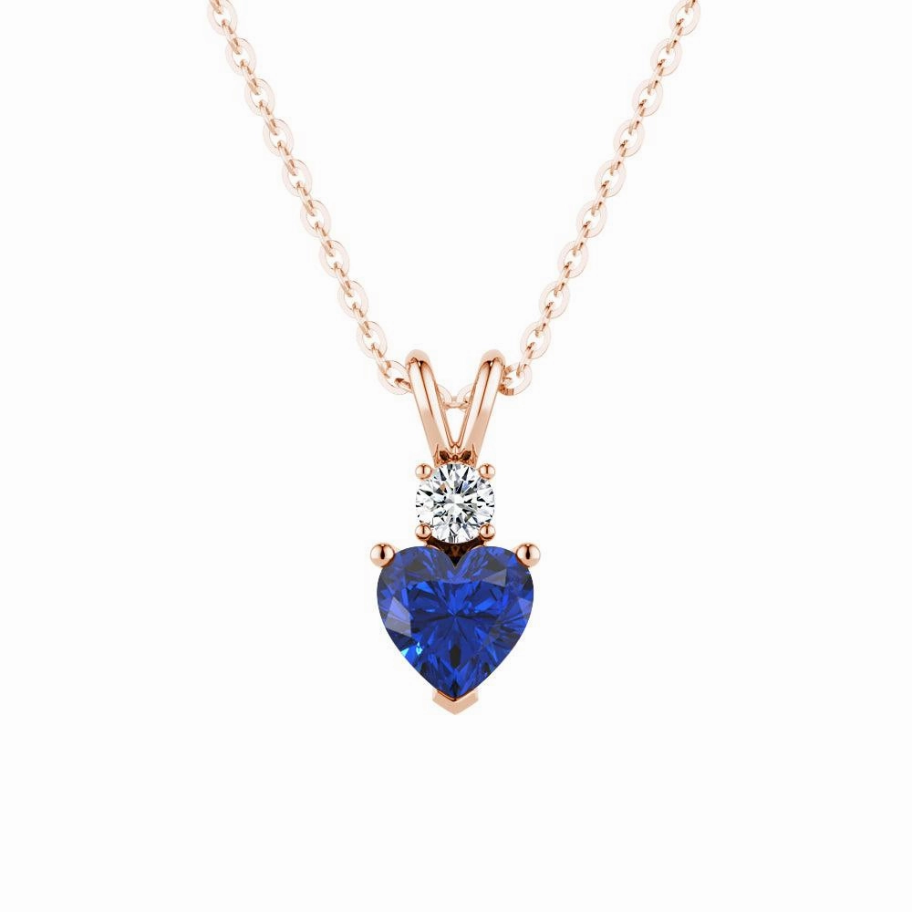 Graceful Highlight 1.8 CT. Heart Blue Sapphire Solitaire Pendant with White Sapphire