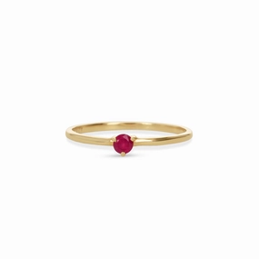 Dainty Ruby Solitaire Ring Handmade Elegance Lustrous Glow