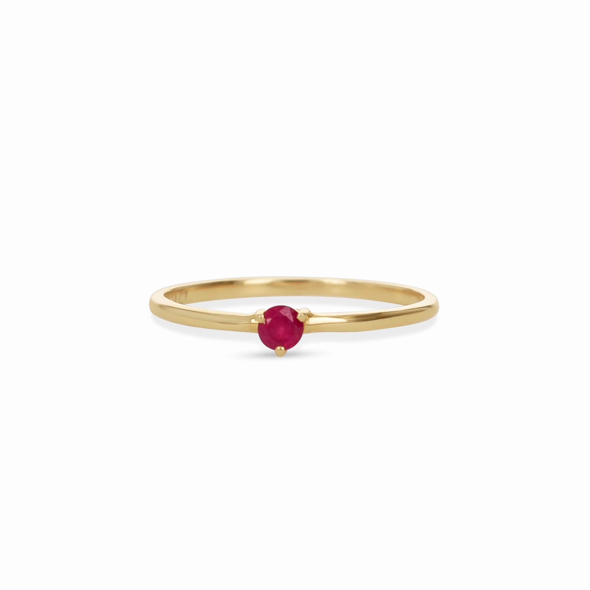 Dainty Ruby Solitaire Ring Handmade Elegance Lustrous Glow