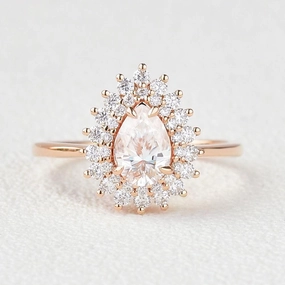 Stacking Moissanite Yellow Gold Halo Ring Luxe Shine Splendid Shine