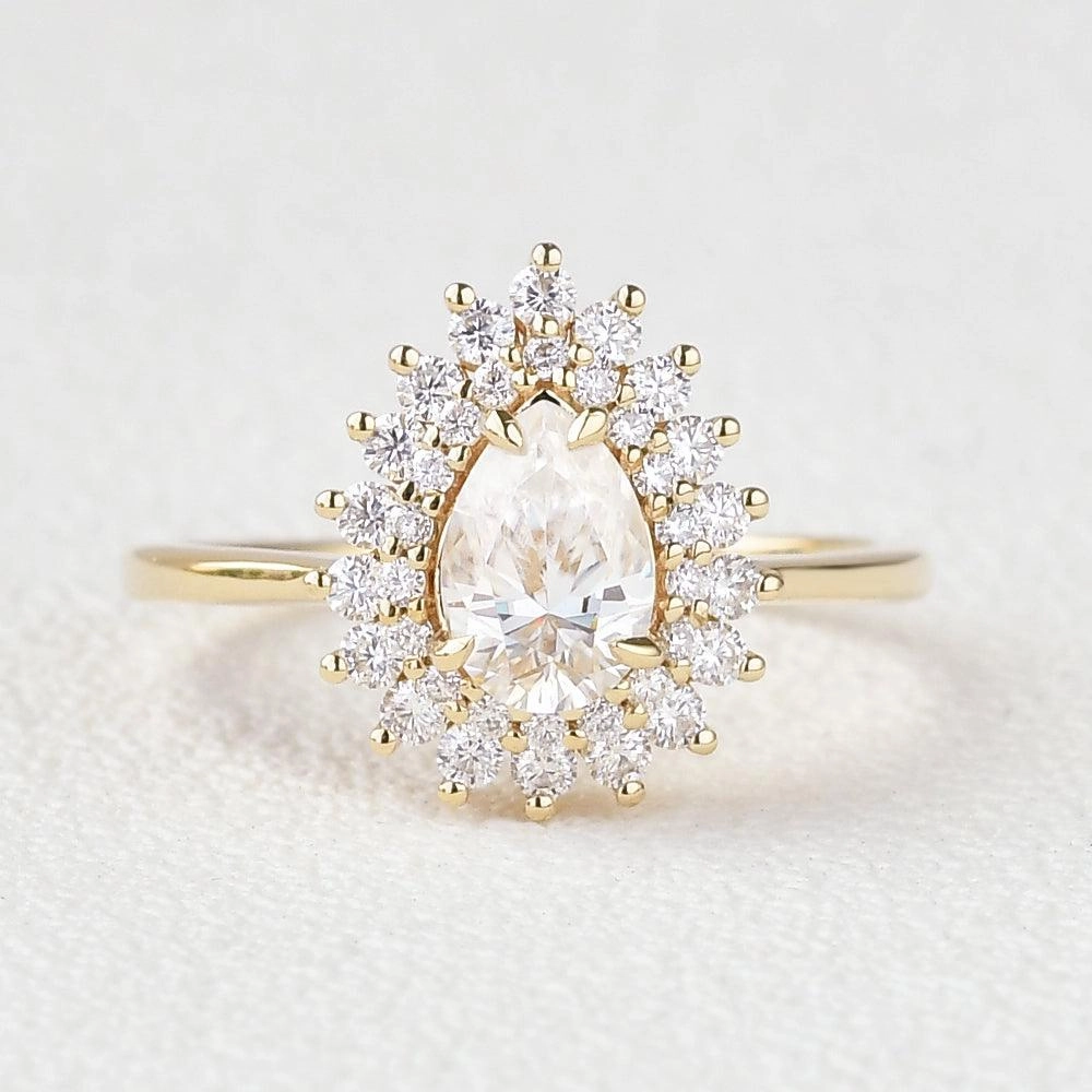 Everyday Pick Dainty Touch Stacking Moissanite Yellow Gold Halo Ring