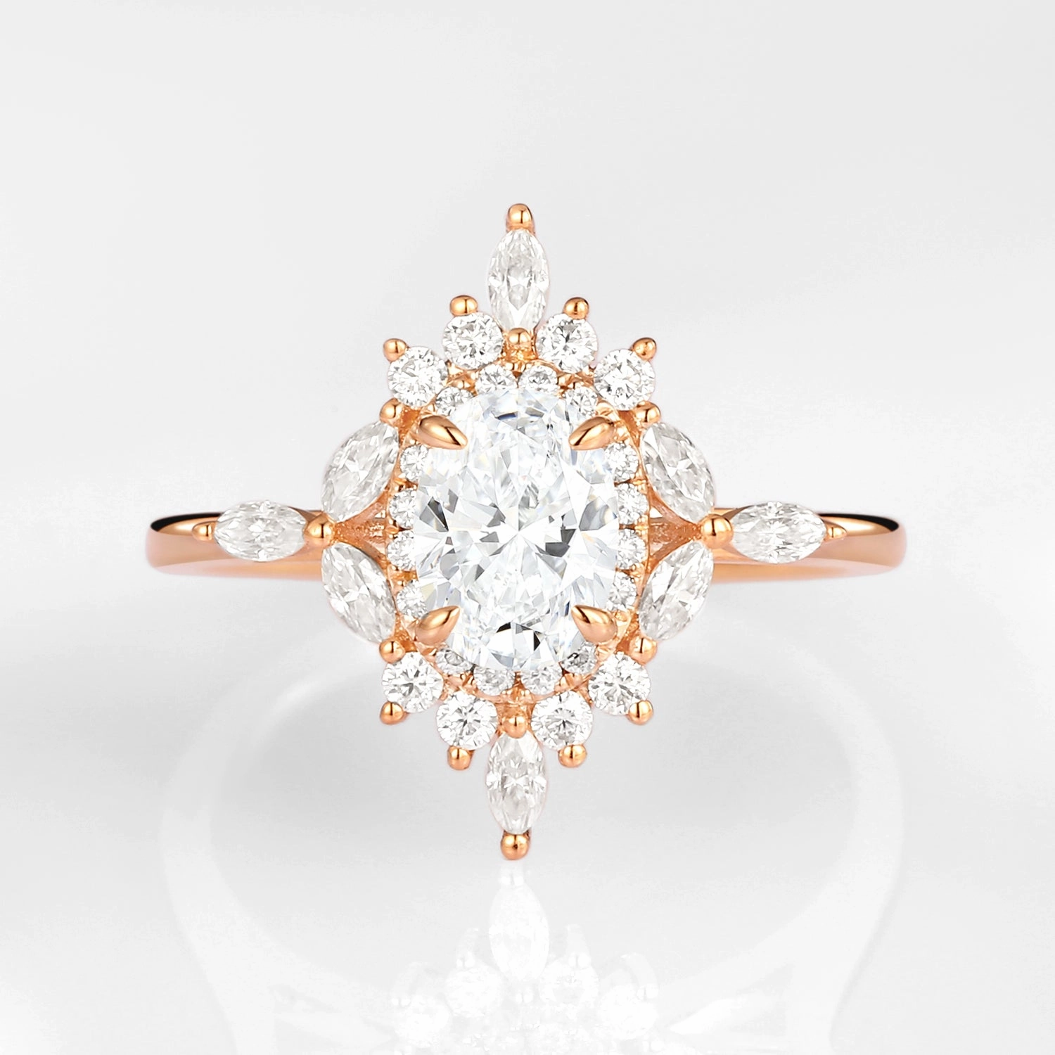 1.0ct Oval Floral Vintage Lab Grown Diamond Engagement Ring Gloss Finish