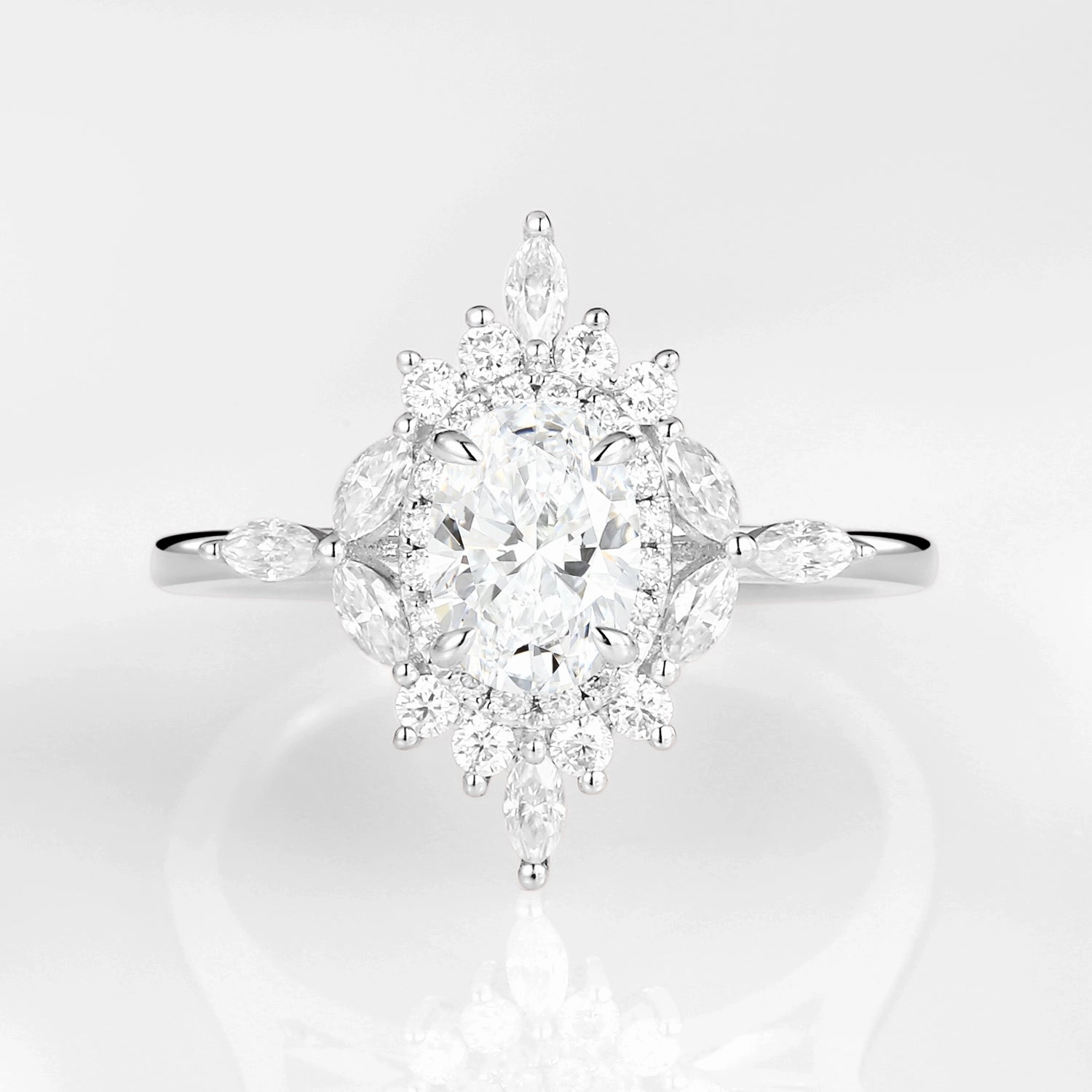 Subtle Spark 1.0ct Oval Floral Vintage Lab Grown Diamond Engagement Ring