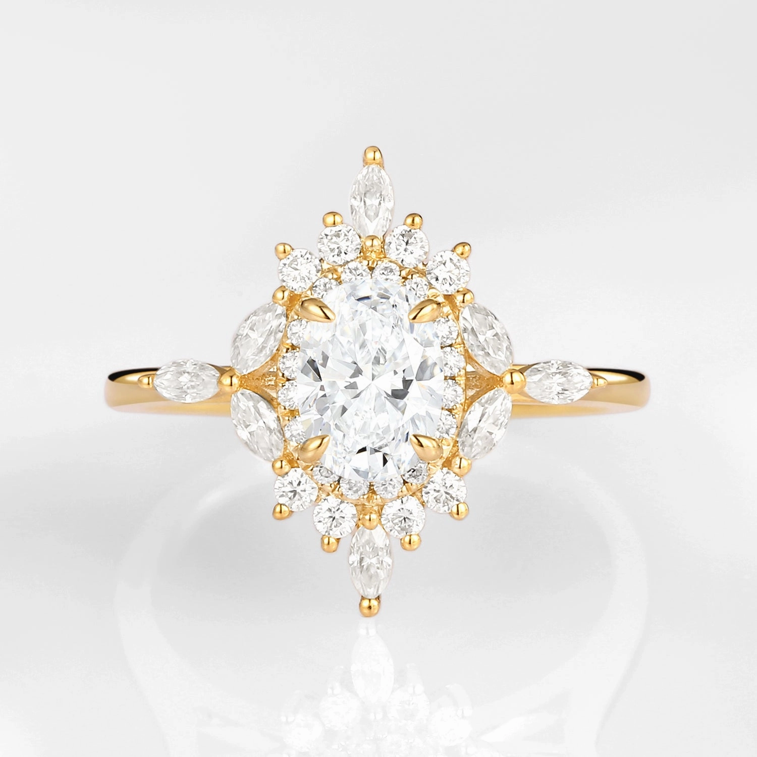 Layered Elegance 1.0ct Oval Floral Vintage Lab Grown Diamond Engagement Ring