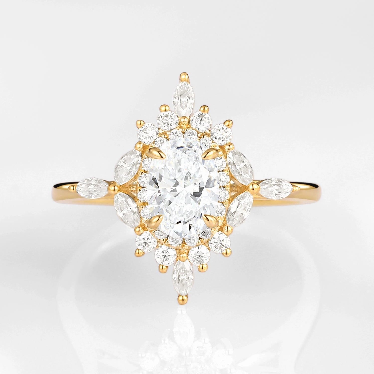 Charming Sparkle 1.0ct Oval Floral Vintage Lab Grown Diamond Engagement Ring