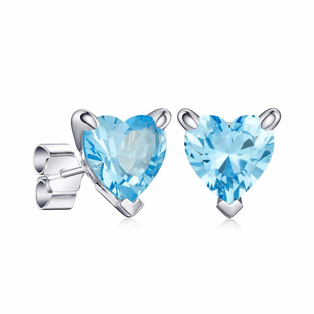 Fashionable Finish 1 CT. Heart Shaped Birthstone Gemstone Stud Earrings