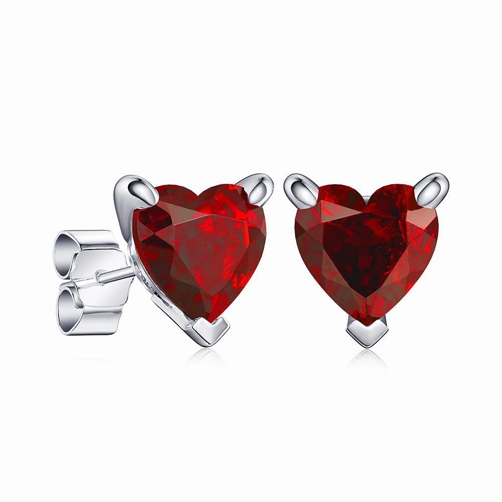 1 CT. Heart Shaped Birthstone Gemstone Stud Earrings Precious Pieces