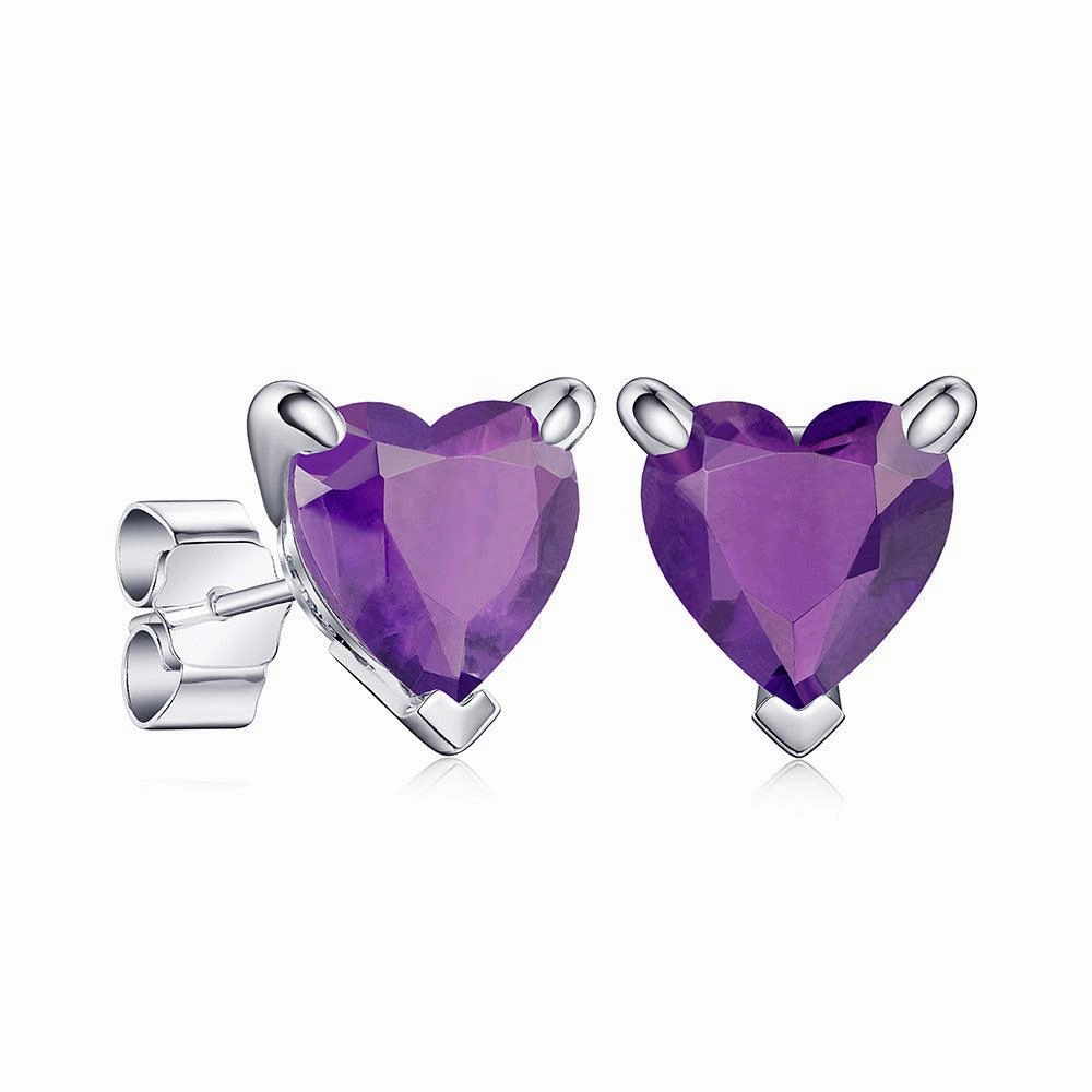 1 CT. Heart Shaped Birthstone Gemstone Stud Earrings Fashion Treasures Dramatic Touch
