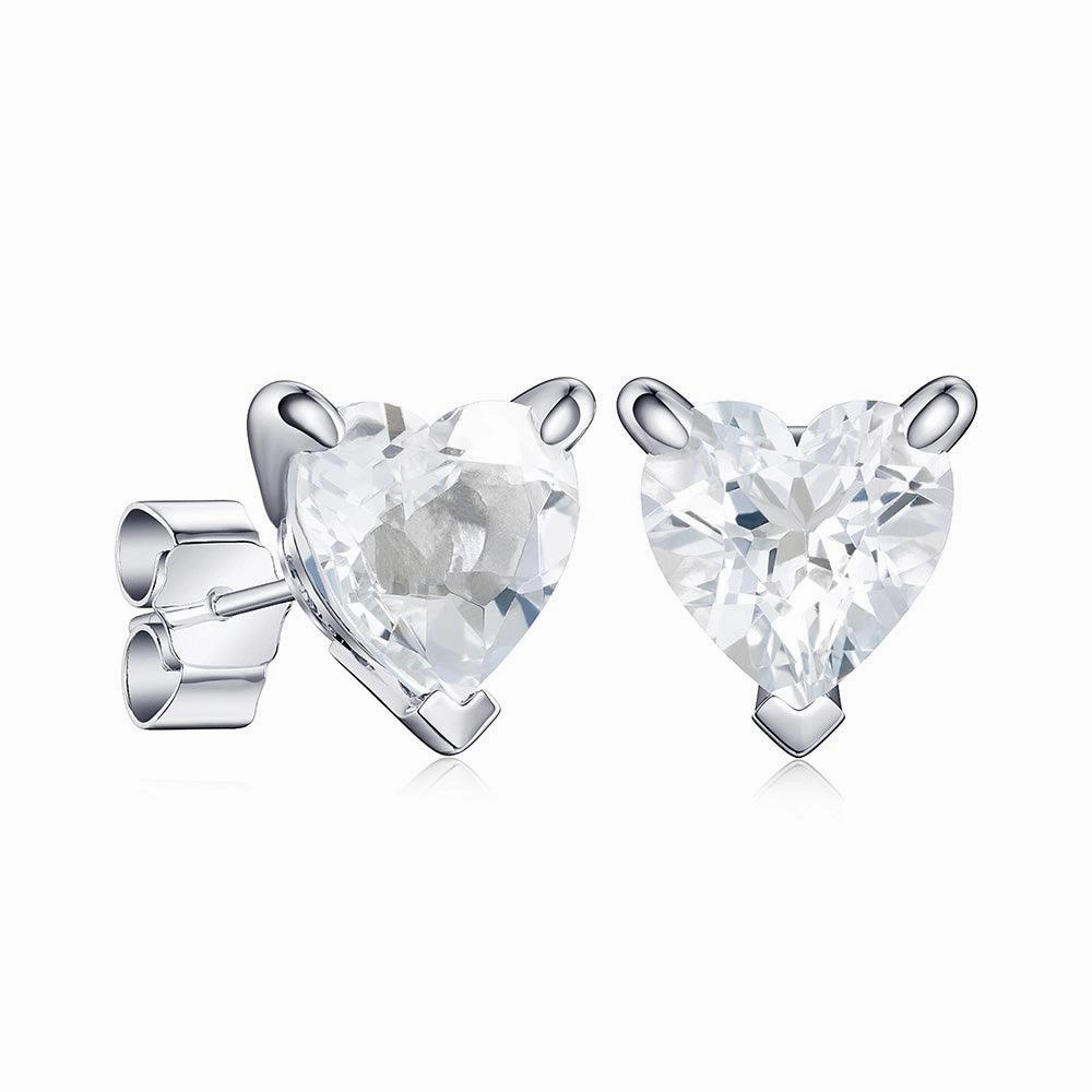 Modern Layer 1 CT. Heart Shaped Birthstone Gemstone Stud Earrings