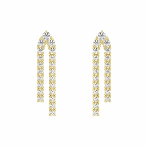 Candid Shot Parallel Diamond Chain Earrings with Architectural Drops