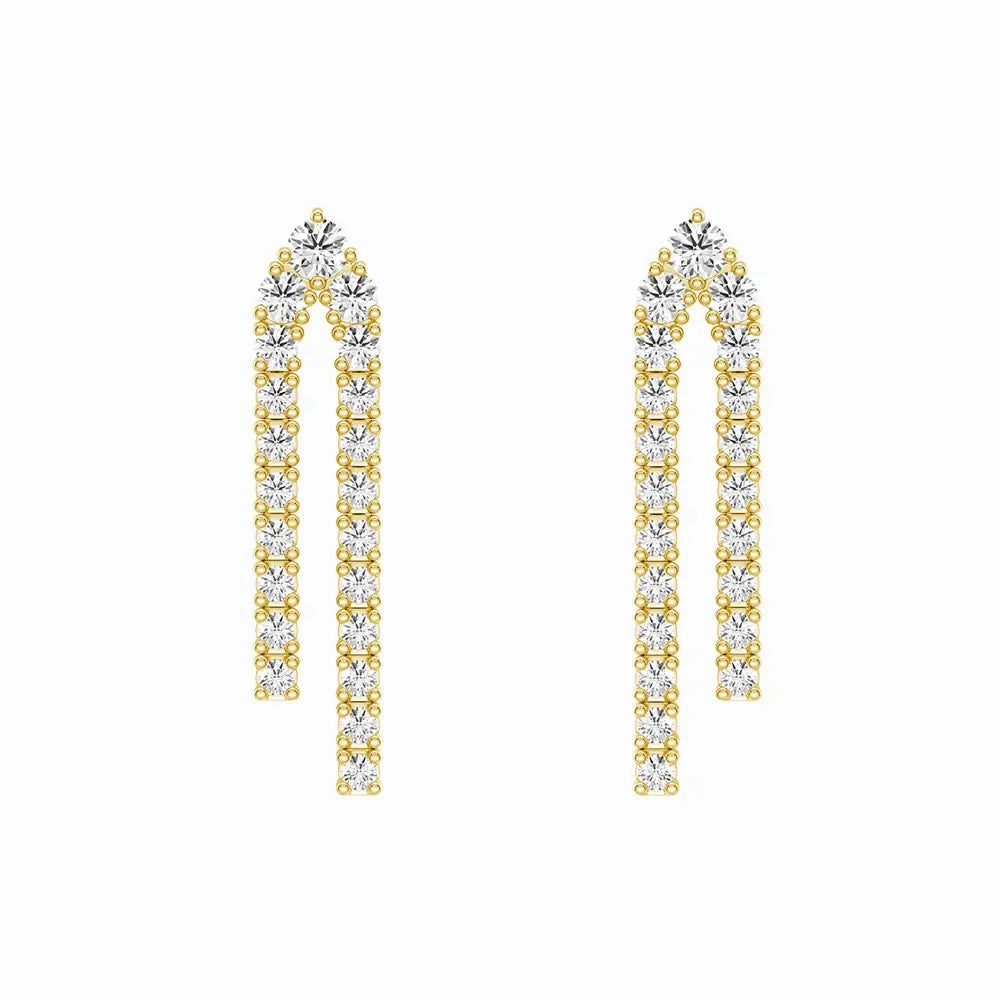 Candid Shot Parallel Diamond Chain Earrings with Architectural Drops