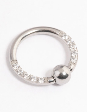 Stylish Highlight Natural Touch Surgical Steel Cubic Zirconia Captive Beaded Earrings