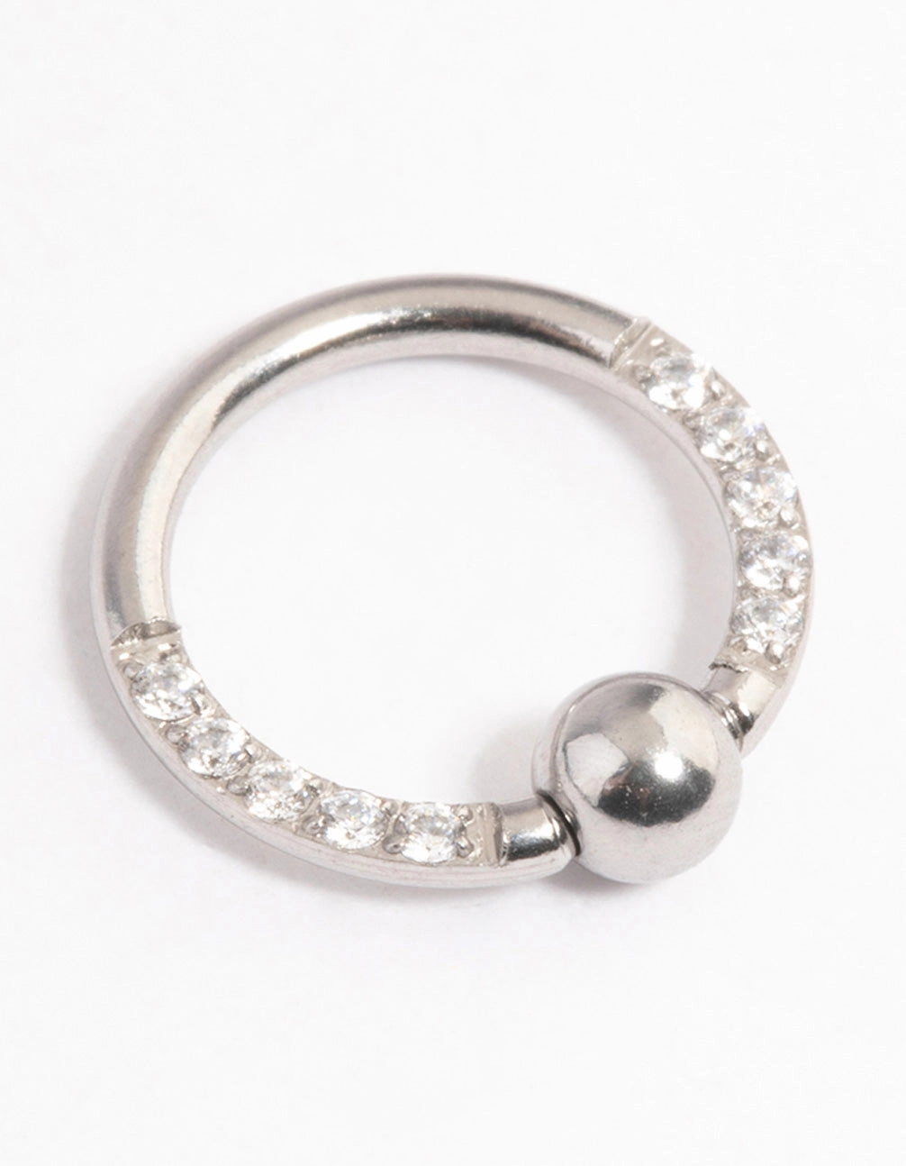 Stylish Highlight Natural Touch Surgical Steel Cubic Zirconia Captive Beaded Earrings