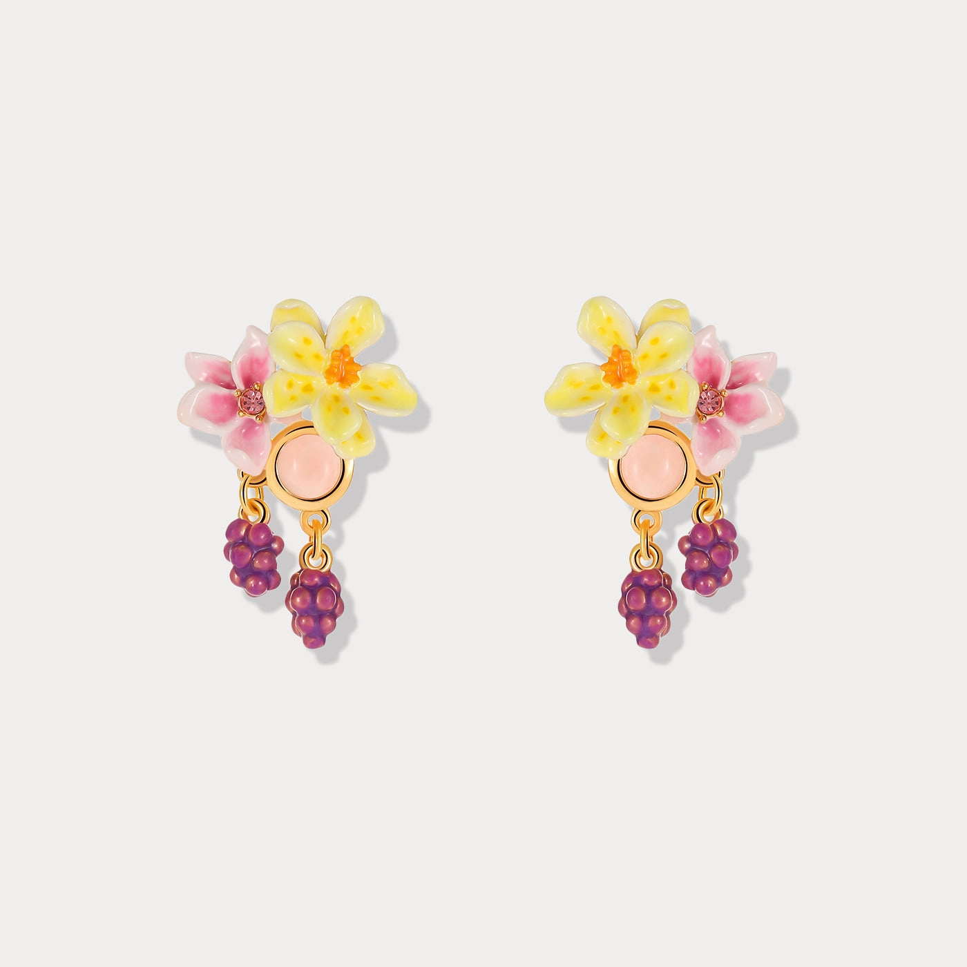 Sweet Grapes Flower Earrings Classic Duo