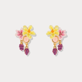 Sweet Grapes Flower Earrings Classic Duo
