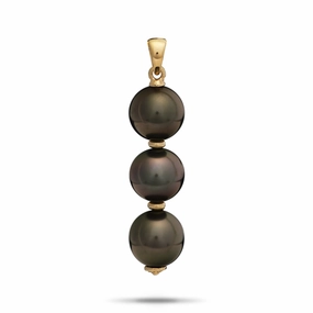 Stylish Finish Tahitian Black Pearl Pendant in Gold - 10-11mm