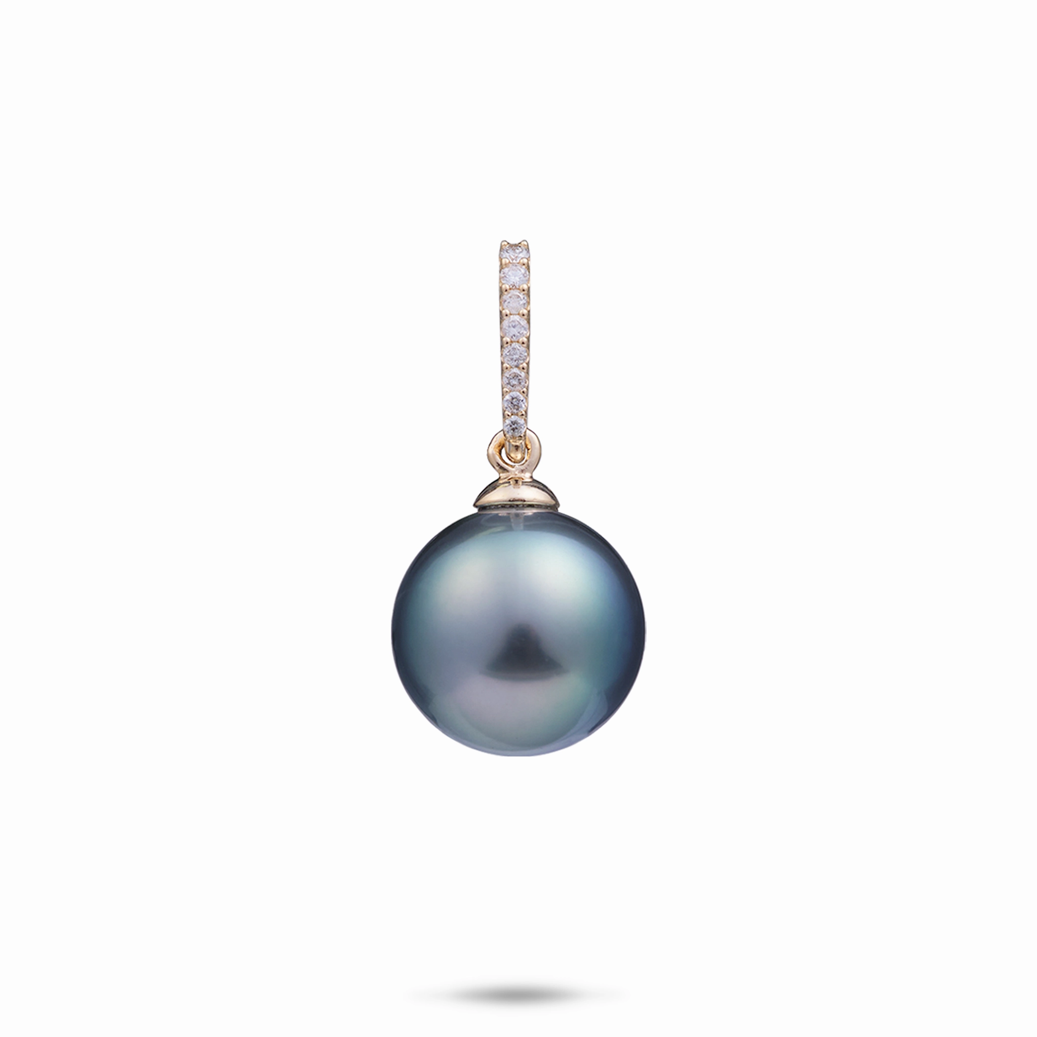 Pretty Pair Festive Style Tahitian Black Pearl Pendant in Gold with Diamonds - 12-14mm