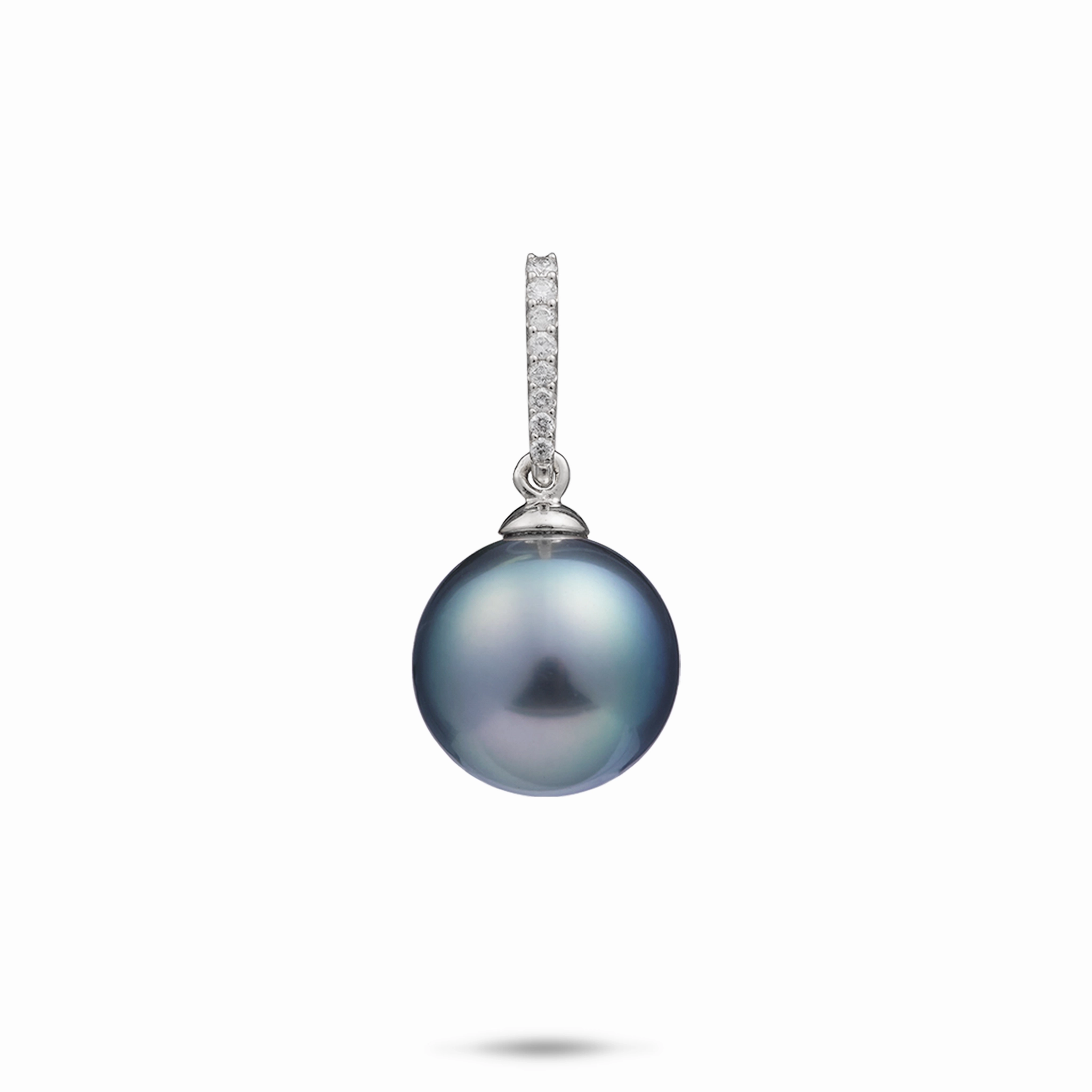 Everyday Pick Fresh Pair Tahitian Black Pearl Pendant in White Gold with Diamonds - 12-14mm