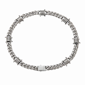 10mm Barbed Wire Cuban Chain in Stainless Steel - Bracelet and Necklace Comfort Mood