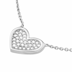 Stunning Accessory For Him Sterling Silver CZ-Filled Heart Adjustable Necklace