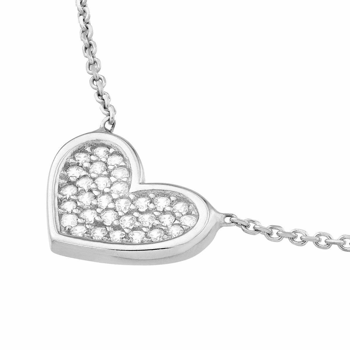 Stunning Accessory For Him Sterling Silver CZ-Filled Heart Adjustable Necklace