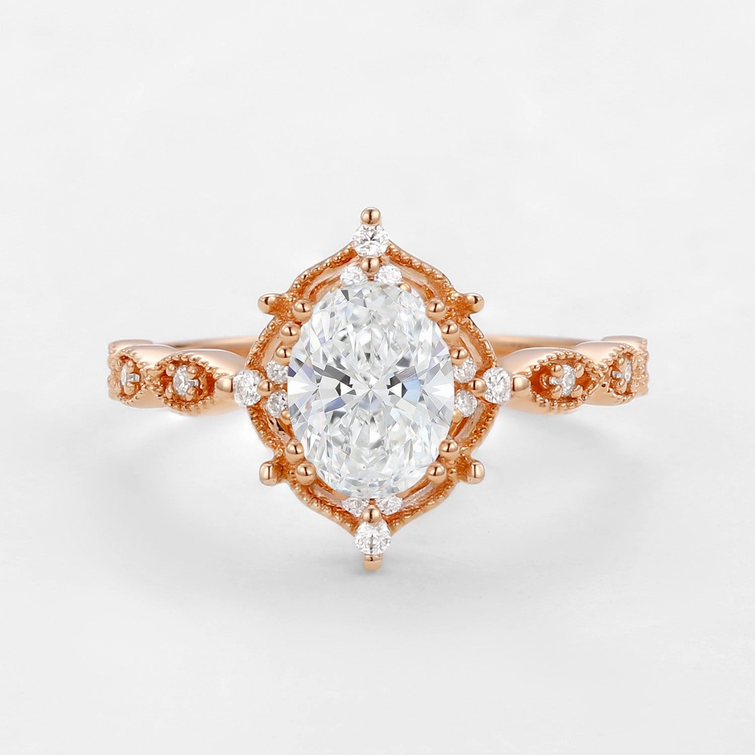 Delicate Touch Refined Texture 1.0ct Signature Vintage Lab Grown Diamond Ring - Charlotte