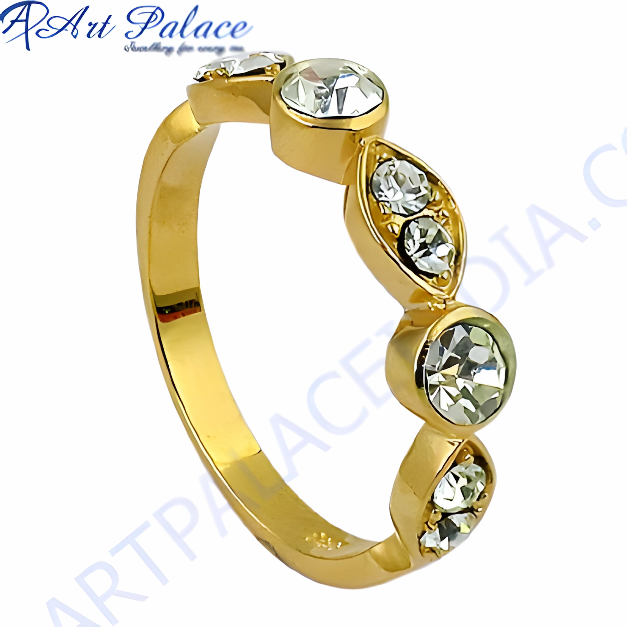 Sparkling Embellishment Elegant Classic Cubic Zirconia Gemstone Ring - Silver & Gold Plated