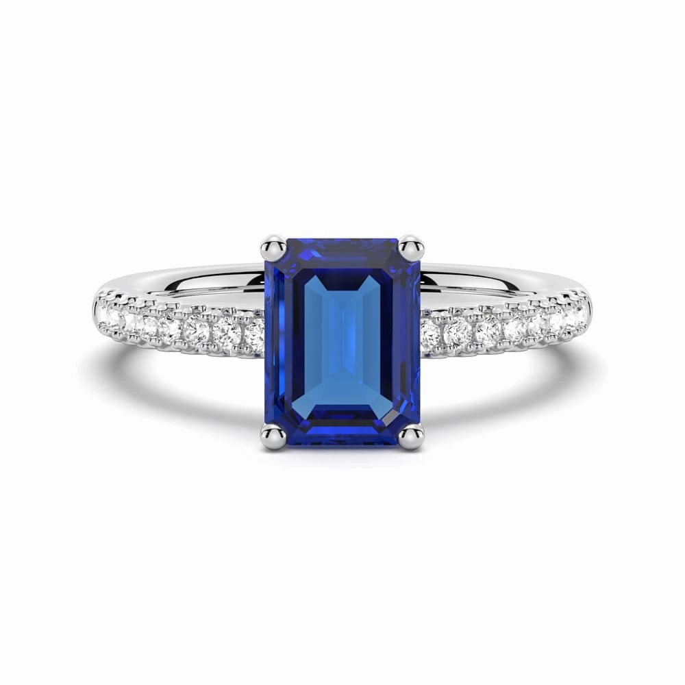 2 CT. Petite Trellis Lab Grown Sapphire Gemstone Ring Premium Detail