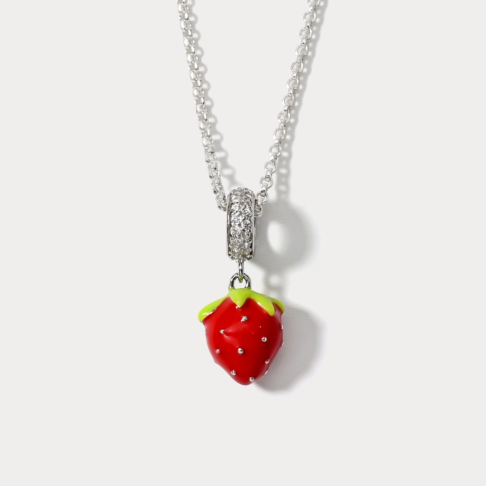 Silver Strawberry Pendant Necklace Fashion Treasures