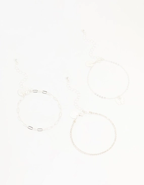 Silver Diamante Chain & Butterfly Bracelets 3-Pack Enduring Shine All Day Spark
