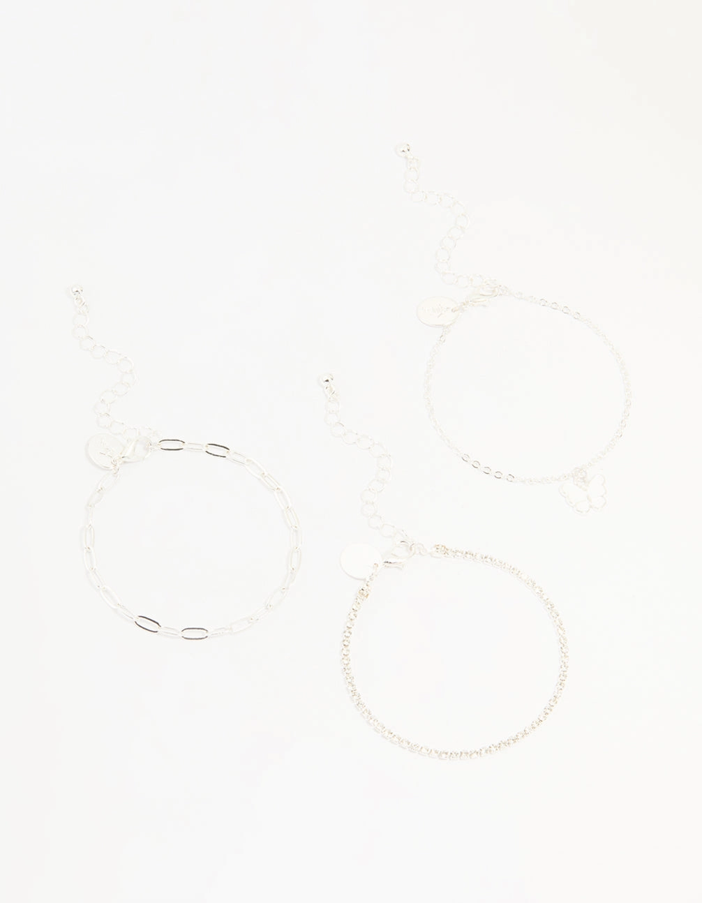 Silver Diamante Chain & Butterfly Bracelets 3-Pack Enduring Shine All Day Spark