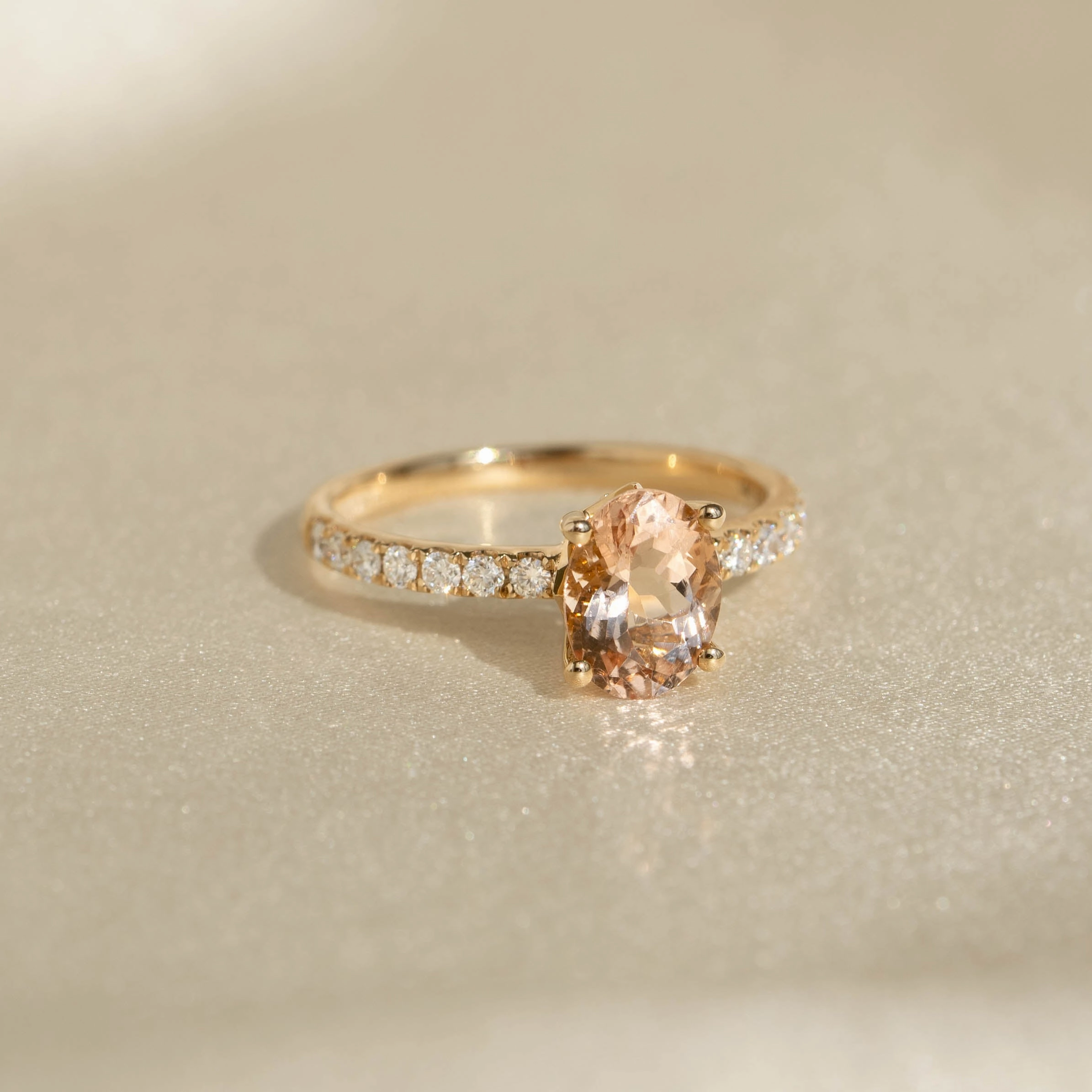 Oval Morganite and Diamond Ring 14k Gold - Minette Elegant Vibe Instant Style