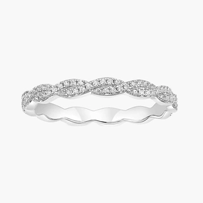 Woven Twisted Ribbon Pav?? Eternity Wedding Ring Romantic Date