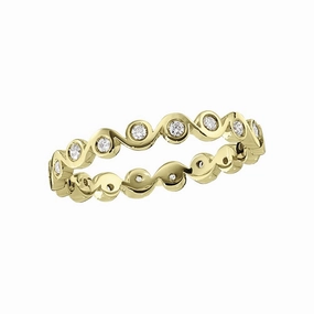 Stylish Emblem Stackable Modern Bezel Set Zigzag Diamond Yellow Gold Band