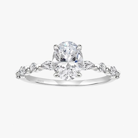 Sophisticated Jewelry Design 3CT Oval Cut Cubic Zirconia Promise Ring in Sterling Silver