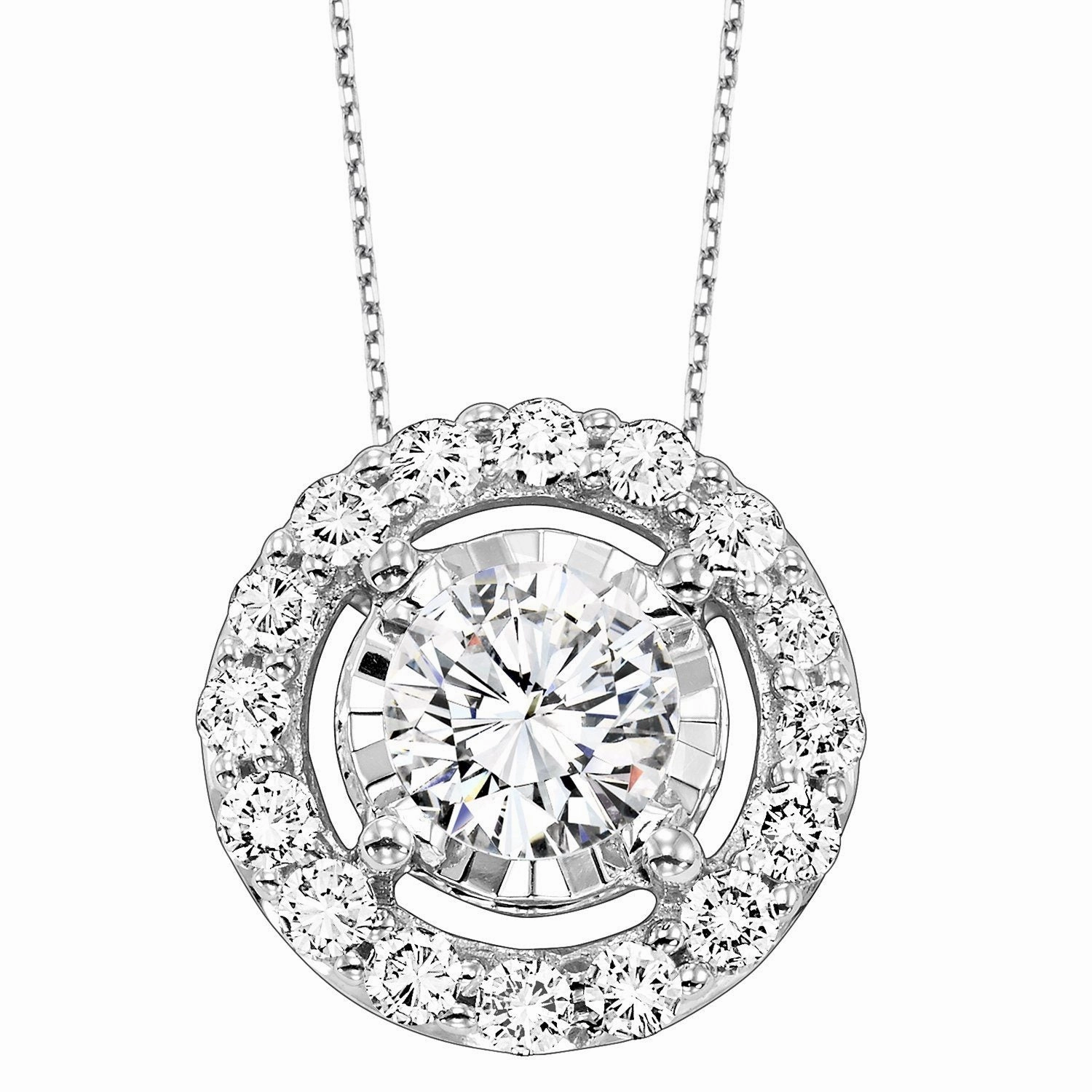 Tru-Reflections Round Halo Diamond Pendant .75 Cttw Everyday Luxury Understated Shine