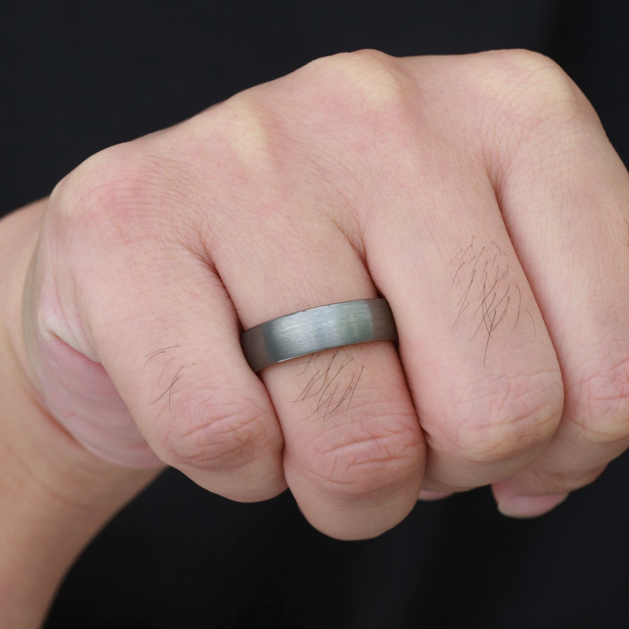 Brushing Black Gold Couple Men's Wedding Band Sculpted Finish